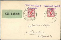 SST 1919-1932 FRANKFURT ÄLTESTE DEUTSCHE MESSE, 1.10.1926, Auf Luftpostbrief Mit 2x 10 Pf.Adler, Senkrecht Gefaltet, Fei - Covers & Documents