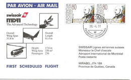 Liechtenstein: 1991 Swissair Air Mail Brief Zürich - Mirabel/Montréal - Covers & Documents