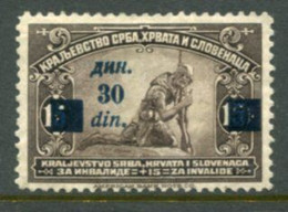 YUGOSLAVIA (SHS) 1922 30 D. Surcharge On War Charity LHM / *.  Michel 168 - Ungebraucht