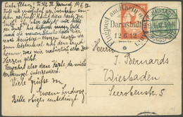 ZEPPELINPOST 10DA BRIEF, 1912, 10 Pf. Flp. Am Rhein Und Main Mit 5 Pf. Zusatzfrankatur Auf Privatpostkarte, Sonderstempe - Luft- Und Zeppelinpost