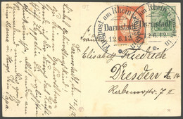 ZEPPELINPOST 10DA BRIEF, 1912, 10 Pf. Flp. Am Rhein Und Main Mit 5 Pf. Zusatzfrankatur Auf Privatpostkarte (Darmstadt Pa - Luft- Und Zeppelinpost