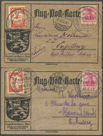 ZEPPELINPOST 10FR BRIEF, 1912, 10 Pf. Flp. Am Rhein Und Main Mit 10 Pf. Zusatzfrankatur Auf Flugpostkarte, Sonderstempel - Luft- Und Zeppelinpost