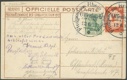 ZEPPELINPOST 10OF BRIEF, 1912, 10 Pf. Flp. Am Rhein Und Main Mit 5 Pf. Zusatzfrankatur Auf Offizieller Postkarte Großher - Luft- Und Zeppelinpost