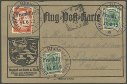 ZEPPELINPOST 11FR BRIEF, 1912, 20 Pf. Flp. Am Rhein Und Main Mit 2x 5 Pf. Zusatzfrankatur Auf Flugpostkarte, Sonderstemp - Luft- Und Zeppelinpost