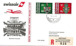 Liechtenstein: 1981 Swissair Air Mail Brief Zürich - Malaga (Direktflug) - Brieven En Documenten