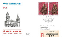 Liechtenstein: 1978 Swissair Air Mail Brief Zürich - Malaga (Erste Post) - Briefe U. Dokumente