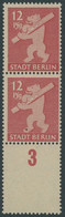 BERLIN UND BRANDENBURG 5AAwaxL **, 1945, 12 Pf. Mittelkarminrot, Graurosa Papier, Glatter Gummi, Im Senkrechten Paar, Un - Sonstige & Ohne Zuordnung