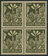 BERLIN UND BRANDENBURG 7Ab VB **, 1945, 30 Pf. Schwärzlichbraunoliv, Im Viererblock, Pracht, Gepr. Dr. Jasch, Mi. 160.- - Sonstige & Ohne Zuordnung