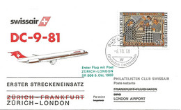 Liechtenstein: 1980 Swissair Air Mail Brief Zürich - London - Cartas & Documentos