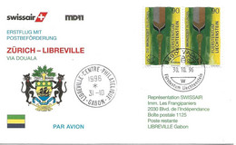 Liechtenstein: 1996 Swissair Air Mail Brief Zürich - Libreville - Covers & Documents
