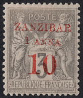 1894 BFE ZANZIBAR PROVISOIRE N° 13 - 10 C - 1 Anna Sur 3 C Sage - Ungebraucht