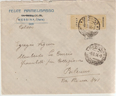 143-Amgot-Occupazione Alleata Sicilia-Busta Intestata F. Armelisasso-Messina-coppia 25c X Palermo - Anglo-Amerik. Bez.: Sicilë