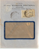 145-Amgot-Occupazione Alleata Sicilia-Busta Intestata-Giuseppe Pentimalli-Messina-coppia 25c - Ocu. Anglo-Americana: Sicilia