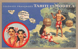 ¤¤  -  POLYNESIE FRANCAISE  -  TAHITI  Et MOOREA  -  Carte éditée Par Les Produits Chimiques " LION NOIR "    -  ¤¤ - Polynésie Française