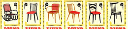 Slovak Boites D'allumettes- Etiquettes, 6 Match Labels, Advertising Sticker, Company Ligna, Chairs, Stühle, Meubles - Zündholzschachteletiketten