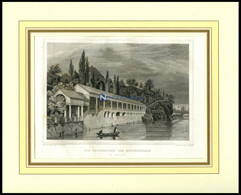 KARLSBAD: Die Colonnaden Des Neubrunnens, Stahlstich Von Poppel/Poppel, 1840 - Lithographien