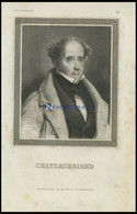 Chateaubriand, Stahlstich Von B.I. Um 1840 - Lithographies