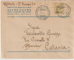 137-Amgot-Occupazione Alleata Sicilia-Busta Intestata-Ospizio Salesiano Sacro Cuore-Catania-25c. Da Barriera Del Bosco - Anglo-american Occ.: Sicily