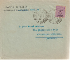 150-Amgot-Occupazione Alleata Sicilia-Busta Intestata Banca D' Italia-Messina-50c.x Montalbano D' Elicona - Anglo-Amerik. Bez.: Sicilë