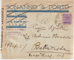 151-Amgot-Occupazione Alleata Sicilia-Busta Intestata Bonanno & Porto-Catania-50c.x Bellavista-Napoli - Britisch-am. Bes.: Sizilien