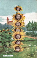 CPA Fantaisie - Bébés Dans Des Tournesols - Fleurs - Humour - Surrealisme - Baby's