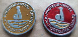 Proteus Human Fish Caves Nine-pin Bowling Club KK Proteus Hotel Sport Postojna Slovenia Vintage Pins - Animaux