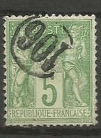 France - Type Sage - N°102 - 5c. Vert-jaune - Obl. Jour De L'an Cachet De Facteur 106 - 1898-1900 Sage (Tipo III)