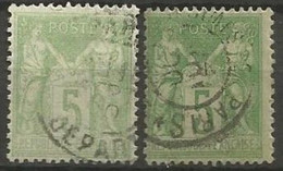 France - Type Sage - N°102 - 5c. Vert-jaune Et Vert-jaune Pâle - 1898-1900 Sage (Tipo III)