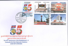 CAMBODGE / FDC The 55th Ann. Of The Establishment Of Diplomatic Relations Between  Cambodia And Vietnam 2022 - Covers