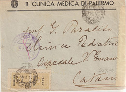 156-Amgot-Occupazione Alleata Sicilia-Busta Intestata Con STEMMA SABAUDO-coppia 25c.angolo Foglio X Catania - Anglo-Amerik. Bez.: Sicilë