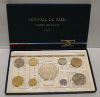 (a) Coffret - Fleurs De Coins (Monnaie De Paris) 1975 / Avec 1 Centime REBORD - BU, BE & Coffrets