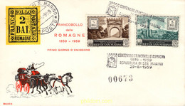 563265 MNH SAN MARINO 1959 CENTENARIO DEL PRIMER SELLO DE LA ROMAGNA - Gebraucht