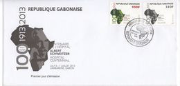 Gabon Gabun 2013 Mi. 1710 - 1711 FDC 2 GREY / 1913 Centenaire Hopitel Albert Schweitzer 250 & 500 F - Gabón (1960-...)