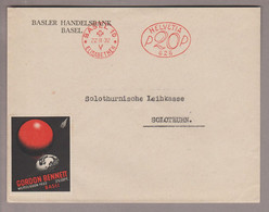 CH Frankiermaschinen Firmenfreistempel Basel10 Elisabethen 1932-09-22 20Rp. Im Oval #626 Mit Gordon Bennett Vignette - Postage Meters