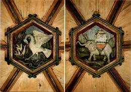 Kloster St. Georgen, Stein Am Rhein - Holzreliefs Pelikan - Elefant - 2 Bilder (20597) - Stein Am Rhein