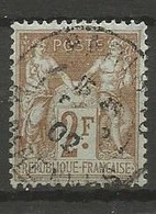 France - Type Sage - N°105 - 2f. Bistre Sur Azuré - Obl. - 1898-1900 Sage (Tipo III)