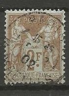 France - Type Sage - N°105 - 2f. Bistre Sur Azuré - Obl. - 1898-1900 Sage (Type III)