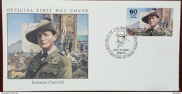 Sir Winston Churchill, Great Mason, Masonic, Smoking Cigarette, Marshall Islands 2000 FDC - Sir Winston Churchill