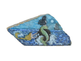 Two Mermaids Hand Painted On Spanish Tosca Stone - Presse-papiers