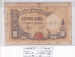 ITALIA 100 LIRE 09-12-1942 CAT. N° 21A - 100 Liras