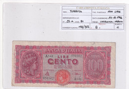 ITALIA 100 LIRE 10-12-1944 CAT. N° 25A - 100 Liras