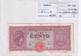 ITALIA 100 LIRE 10-12-1944 CAT. N° 25A - 100 Liras