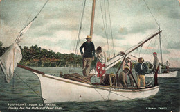 CPA TAHITI - Plongeant Pour La Nacre - F Homes - Bateau - Scaphandre - Plongée Sous Marine - Diving - Tahiti