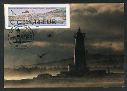 FRANCE (2022) Carte Maximum Card ATM LISA - 75e Salon Philatélique Automne, Saint-Pierre-et-Miquelon, Phare, Lighthouse - 2020-…