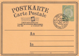Liechtenstein 1987 Postal Stationery Card; 75 Stamps In Liechtenstein; Vaduz Cancellation - Enteros Postales