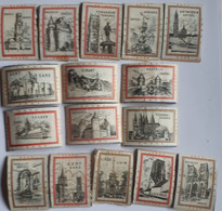 16 Vintage Etiketten Lucifersdoosjes/labels Matchboxes SARMA : VERMAARDE GEBOUWEN BELGIË - Zündholzschachteletiketten