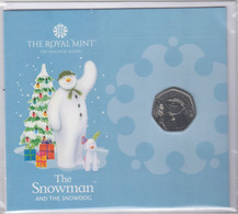 UK 50p 2022 Snowman & Snowdog BUNC Coin Christmas Card - 2 Pond