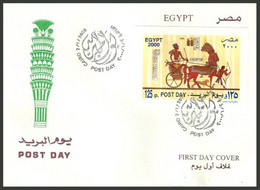 Egypt - 2000 - FDC / S/S - ( Post Day - Chariot - Pharaonic ) - Cartas & Documentos