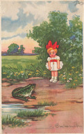 E. COLOMBO * CPA Illustrateur Colombo Italien Italia * N°1745-2 * Enfant Ofillette Grenouille Frog - Colombo, E.