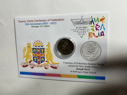 (1 N 34) 20 Cent "Scarce" Coin - 20th Anniversary - New South Wales - Centenary Of Federation Coin (20th Anni. Cover) - 20 Cents